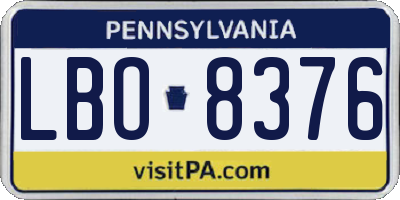 PA license plate LBO8376
