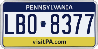 PA license plate LBO8377