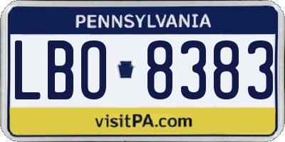 PA license plate LBO8383