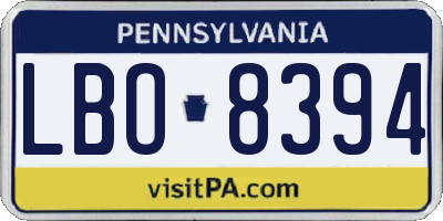 PA license plate LBO8394