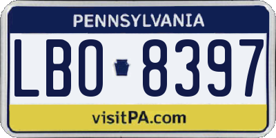 PA license plate LBO8397