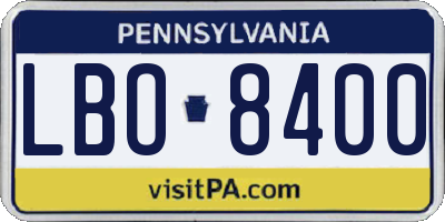 PA license plate LBO8400