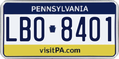 PA license plate LBO8401