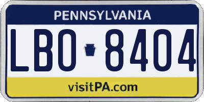 PA license plate LBO8404