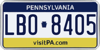 PA license plate LBO8405