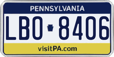 PA license plate LBO8406