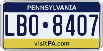 PA license plate LBO8407
