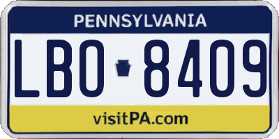 PA license plate LBO8409