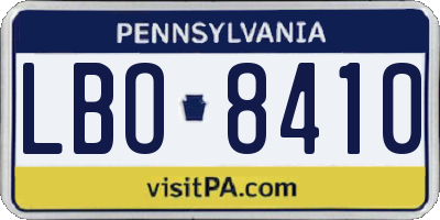 PA license plate LBO8410