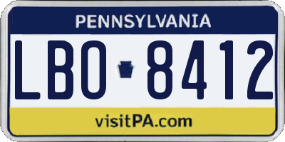 PA license plate LBO8412