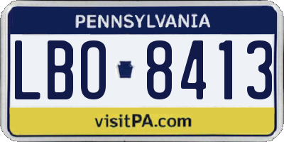 PA license plate LBO8413