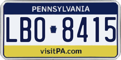 PA license plate LBO8415