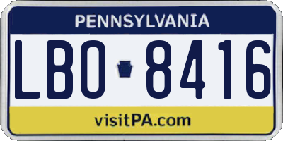 PA license plate LBO8416