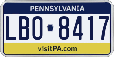 PA license plate LBO8417
