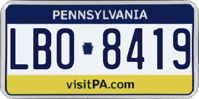PA license plate LBO8419