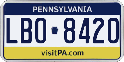 PA license plate LBO8420