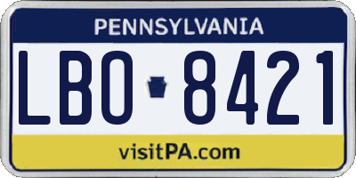 PA license plate LBO8421