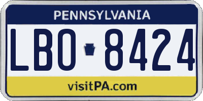 PA license plate LBO8424