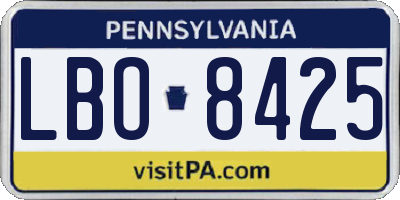 PA license plate LBO8425