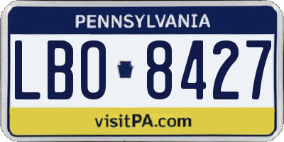 PA license plate LBO8427