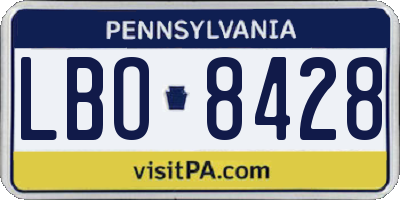 PA license plate LBO8428