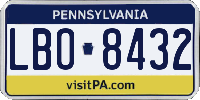 PA license plate LBO8432