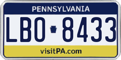 PA license plate LBO8433