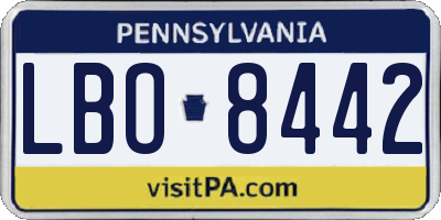 PA license plate LBO8442
