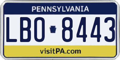 PA license plate LBO8443