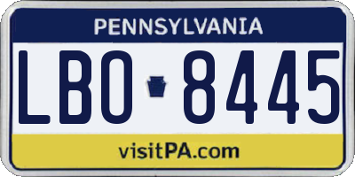 PA license plate LBO8445