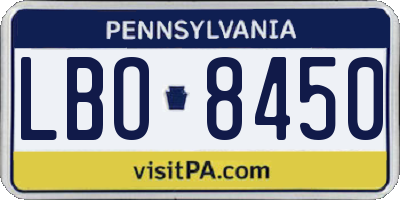 PA license plate LBO8450