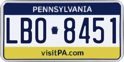 PA license plate LBO8451