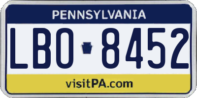 PA license plate LBO8452