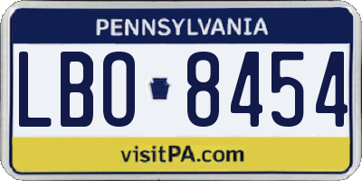 PA license plate LBO8454