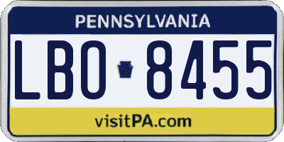 PA license plate LBO8455