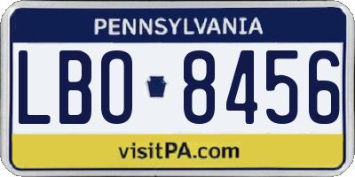 PA license plate LBO8456
