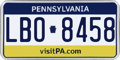 PA license plate LBO8458