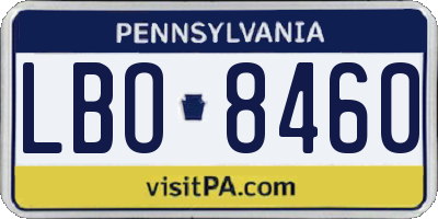 PA license plate LBO8460