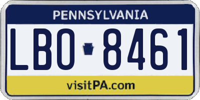PA license plate LBO8461
