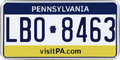 PA license plate LBO8463
