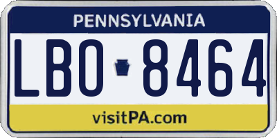 PA license plate LBO8464