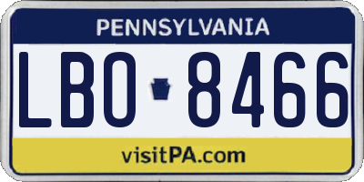 PA license plate LBO8466