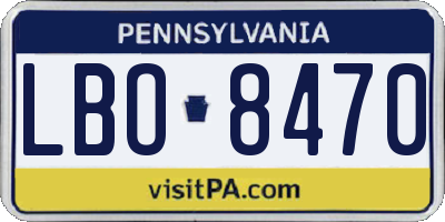 PA license plate LBO8470