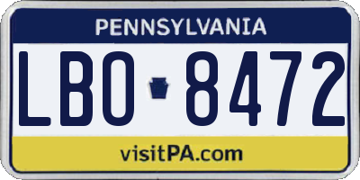 PA license plate LBO8472