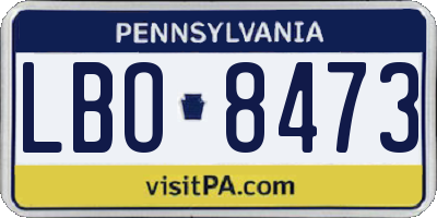 PA license plate LBO8473