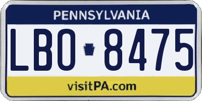 PA license plate LBO8475