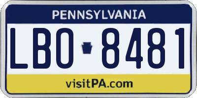 PA license plate LBO8481