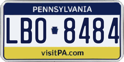 PA license plate LBO8484