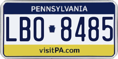 PA license plate LBO8485