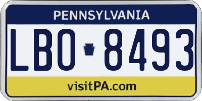 PA license plate LBO8493